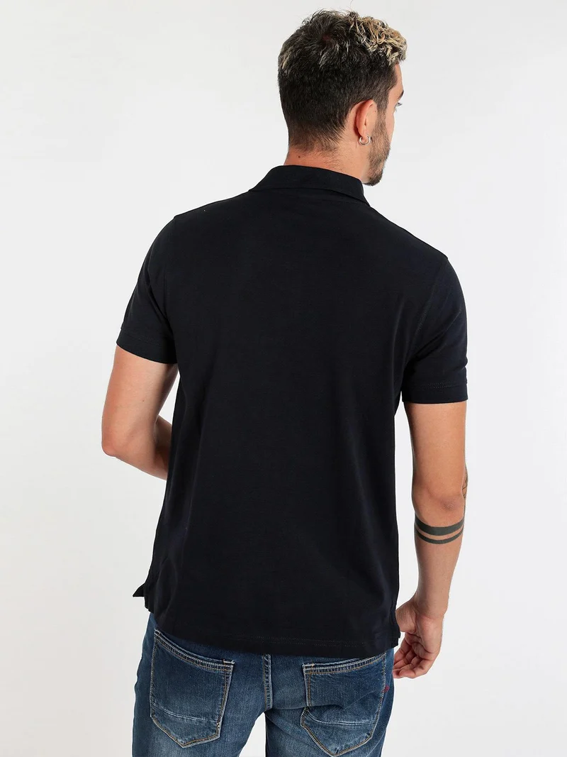 Polo uomo in cotone manica corta - blu scuro