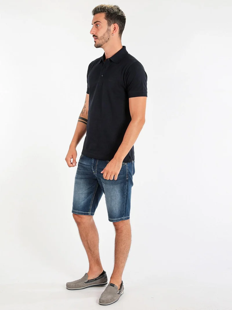 Polo uomo in cotone manica corta - blu scuro