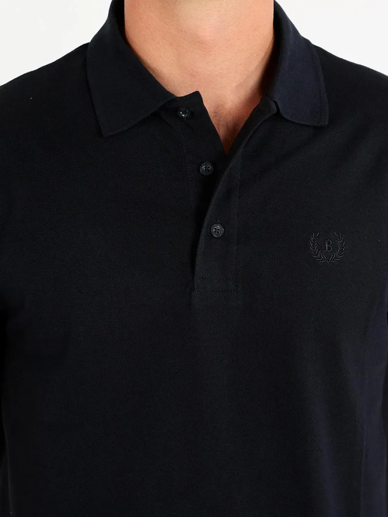 Polo uomo in cotone manica corta - blu scuro