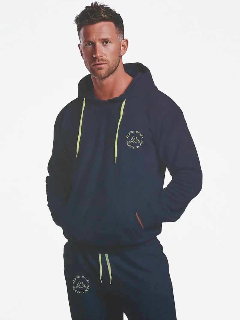 Completo tuta da uomo 2 pezzi con cappuccio in misto cotone - blu scuro