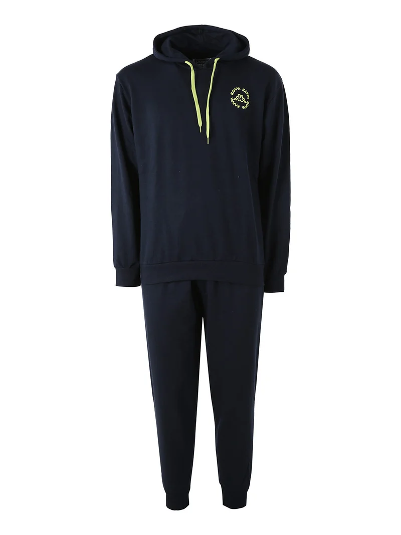Completo tuta da uomo 2 pezzi con cappuccio in misto cotone - blu scuro