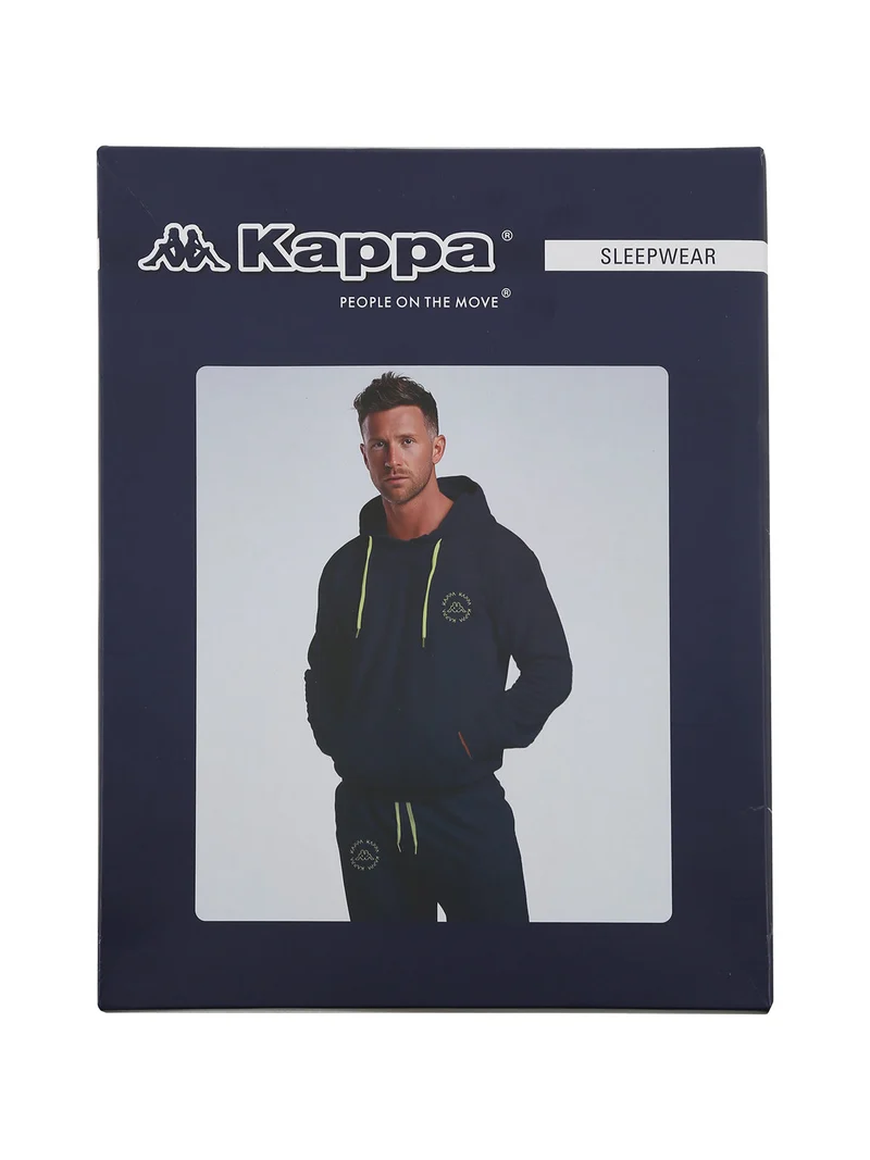 Completo tuta da uomo 2 pezzi con cappuccio in misto cotone - blu scuro