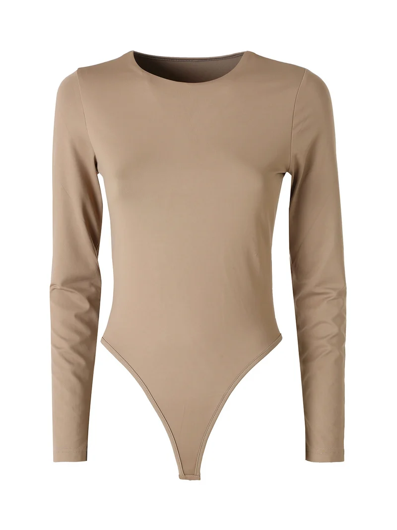 Top body da donna a maniche lunghe - khaki
