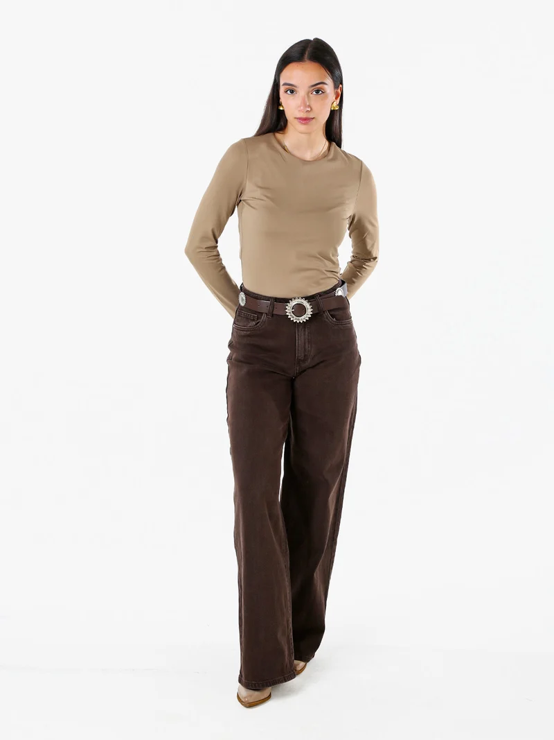 Top body da donna a maniche lunghe - khaki