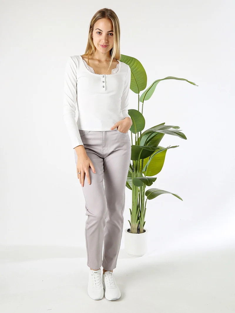 Pantaloni regular da donna - grigio