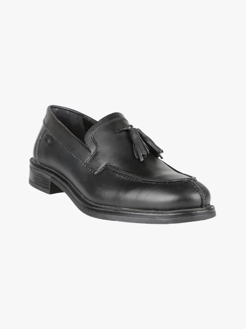 Mocassino in pelle uomo con nappine - nero