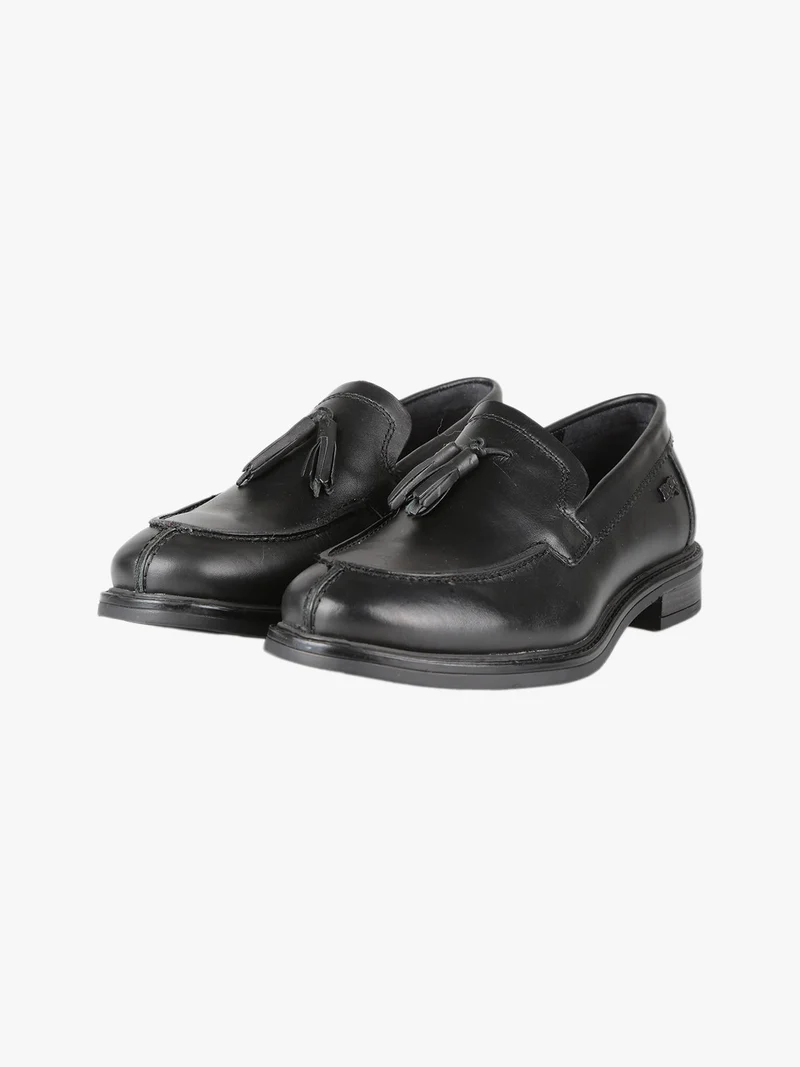 Mocassino in pelle uomo con nappine - nero