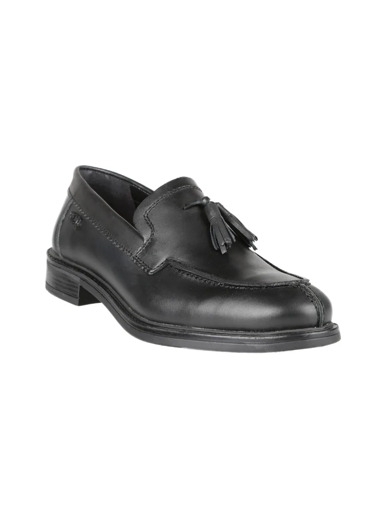 Mocassino in pelle uomo con nappine - nero