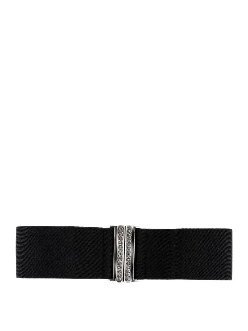 Cintura stringivita con fibbia in strass - nero