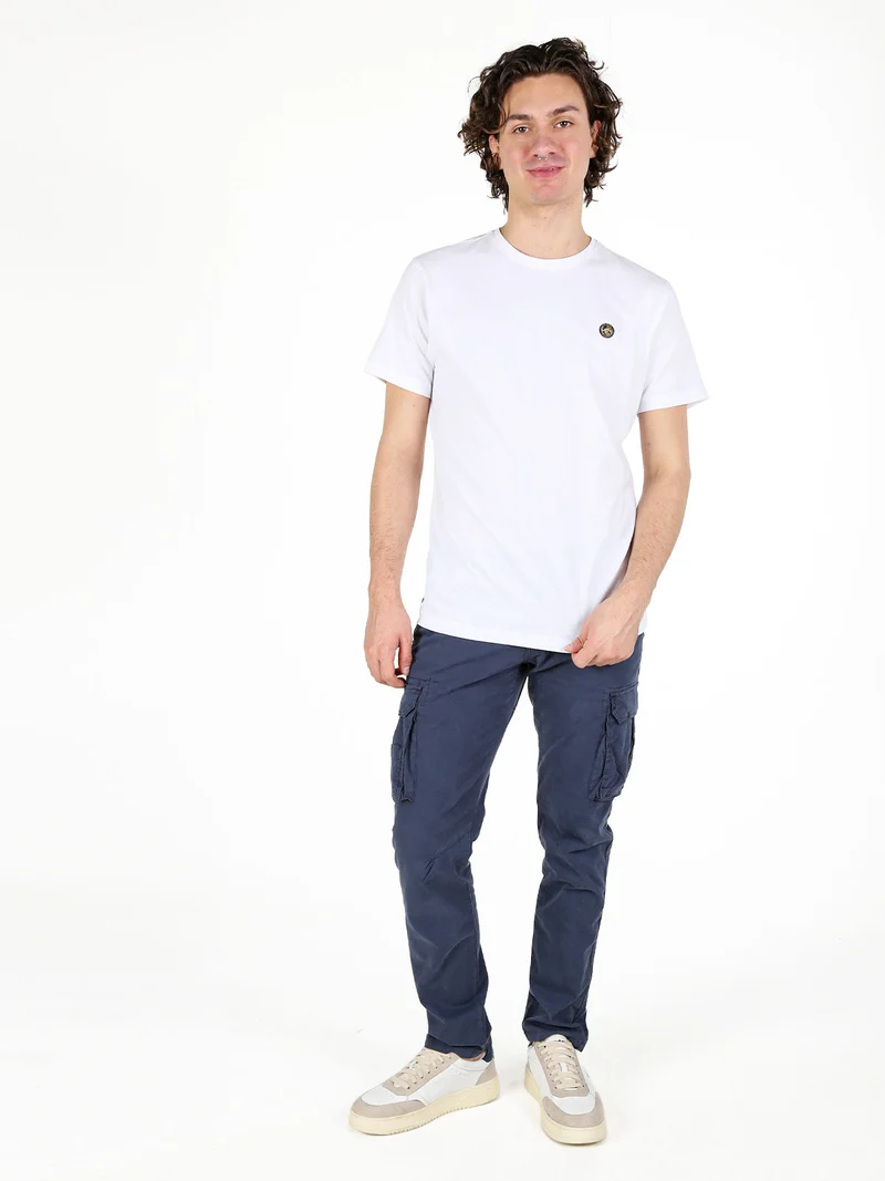 T-shirt girocollo da uomo in cotone - bianco