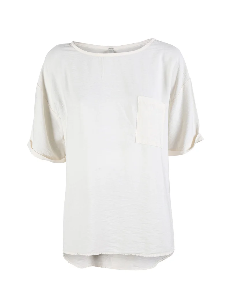 T-shirt da donna oversize con taschino - bianco