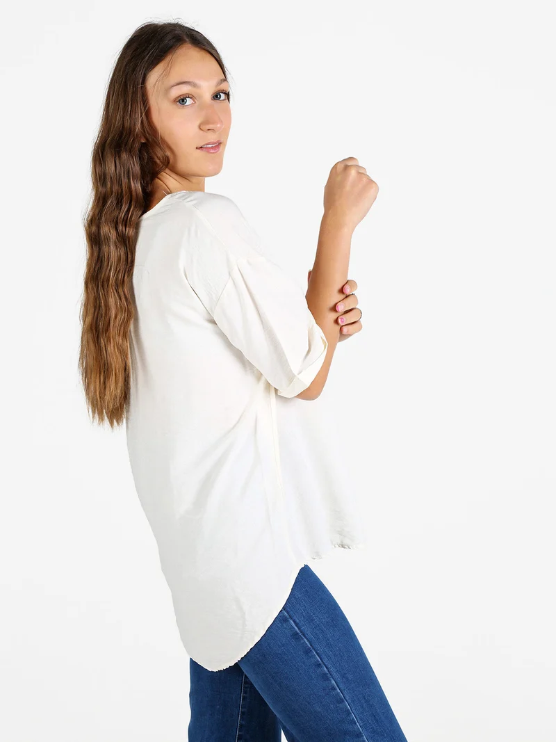 T-shirt da donna oversize con taschino - bianco