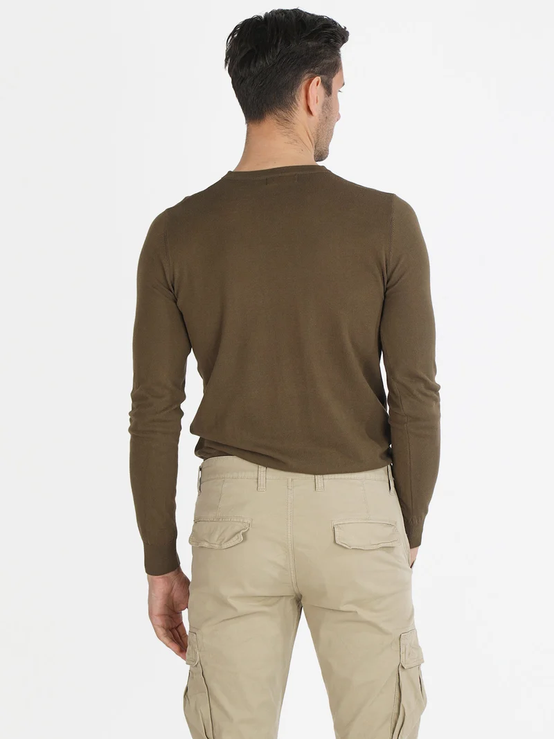 Maglia girocollo da uomo in cotone - militare