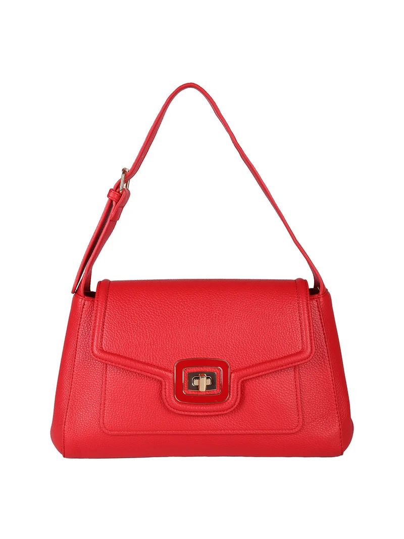 Borsa donna a spalla con chiusura a girello - rosso
