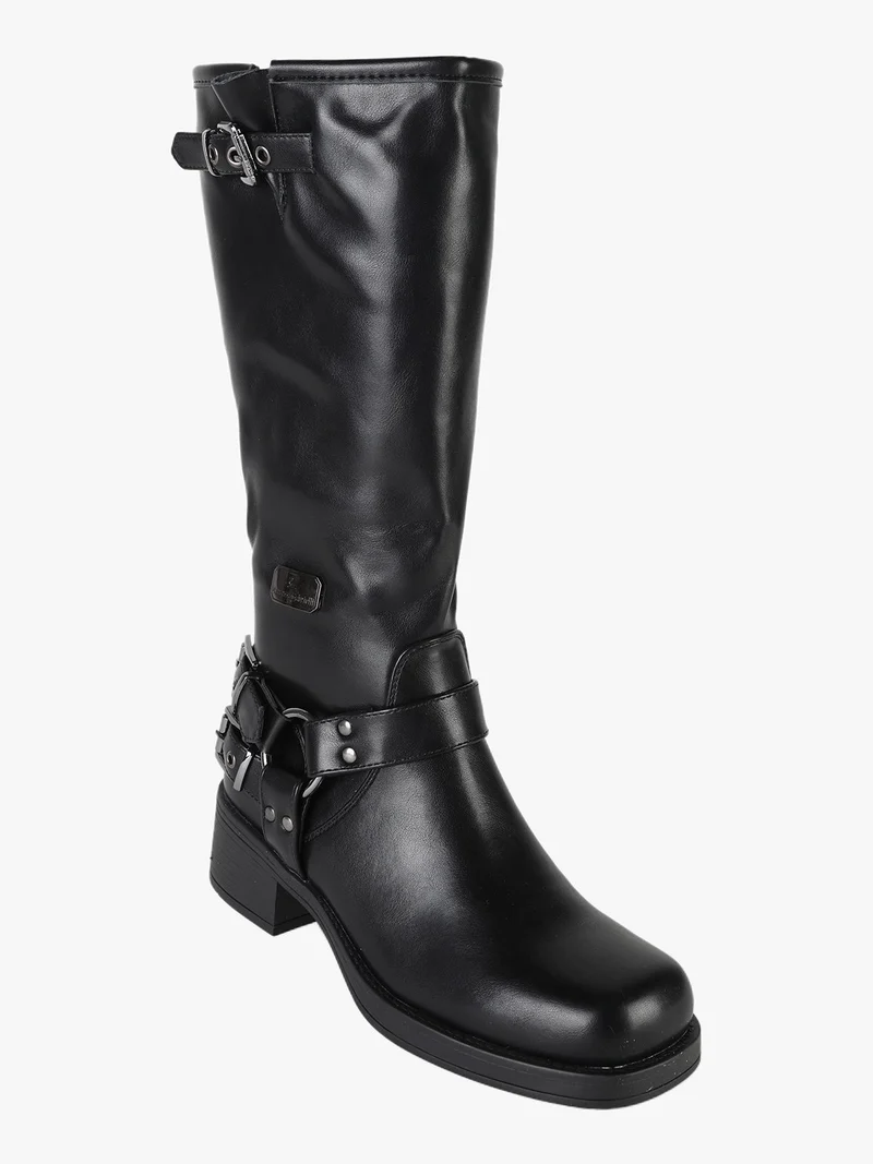 Stivale donna con tacco e punta squadrata - nero