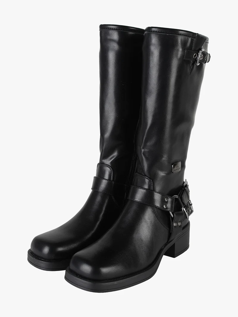 Stivale donna con tacco e punta squadrata - nero