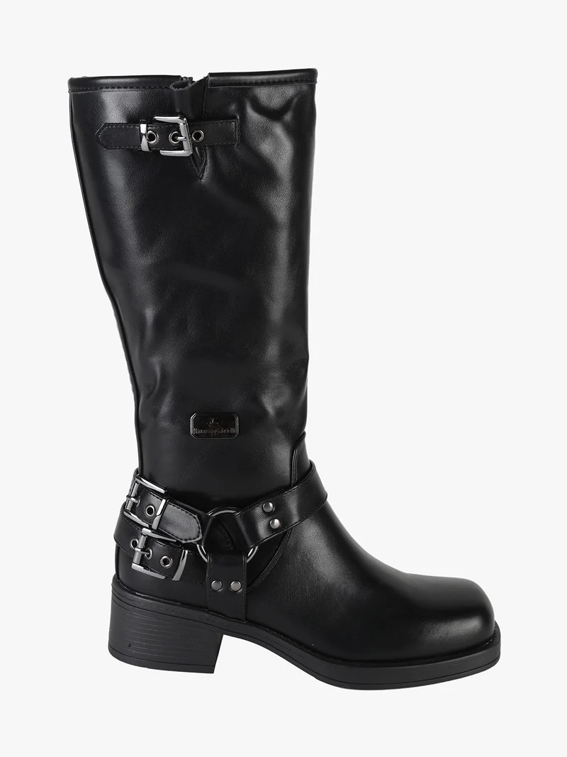 Stivale donna con tacco e punta squadrata - nero