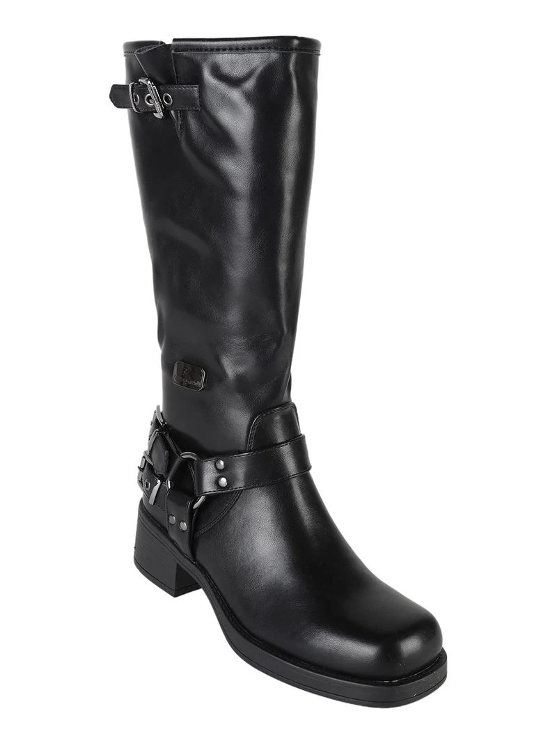 Stivale donna con tacco e punta squadrata - nero