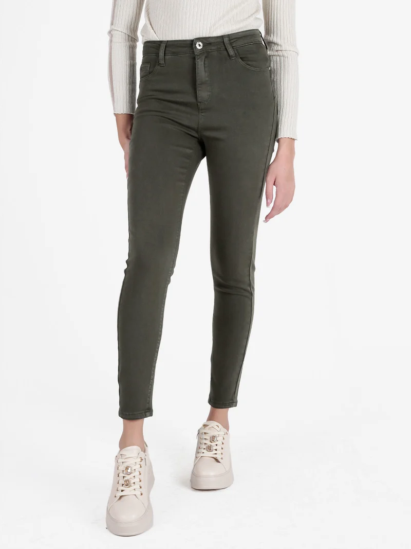 Pantaloni donna skinny push up - verde