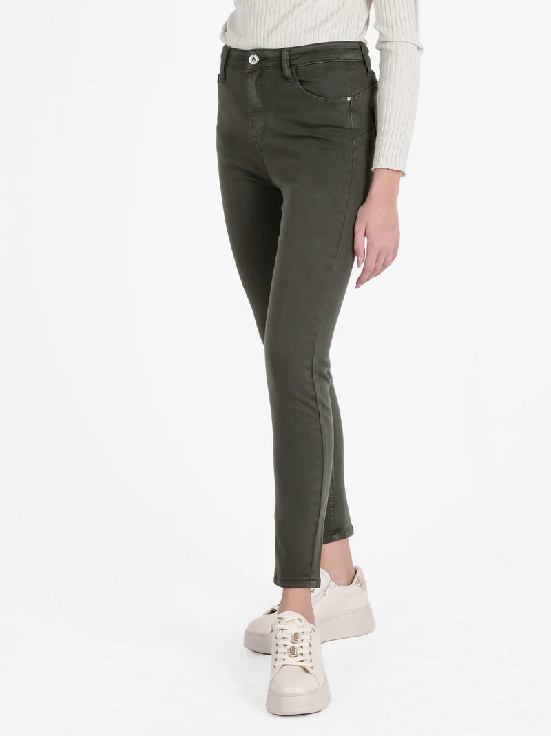 Pantaloni donna skinny push up - verde
