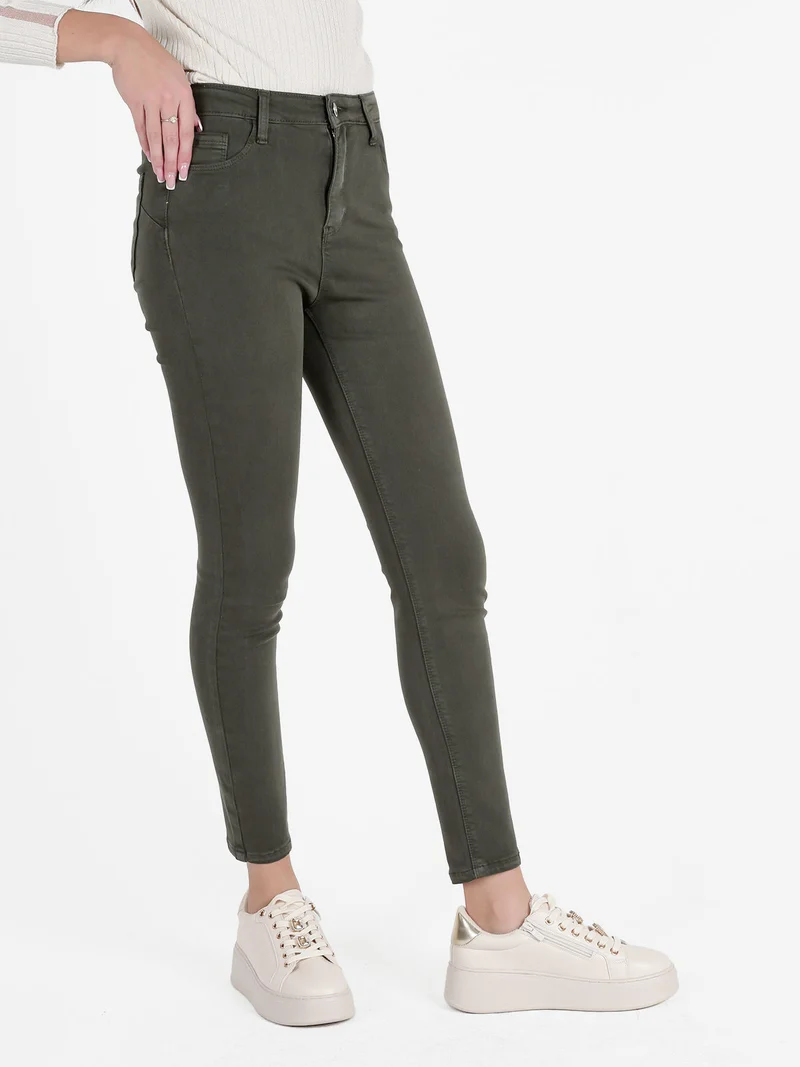 Pantaloni donna skinny push up - verde