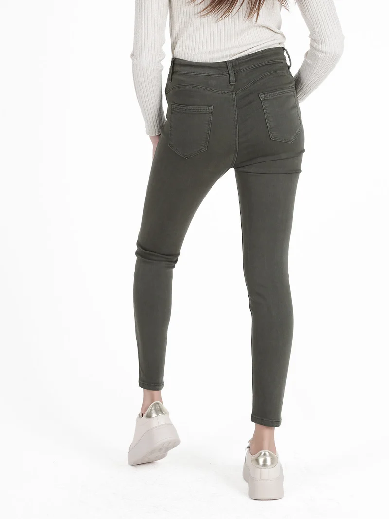 Pantaloni donna skinny push up - verde