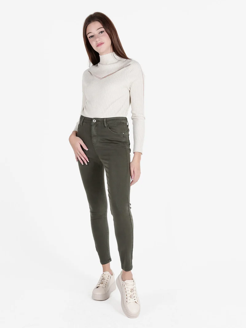 Pantaloni donna skinny push up - verde