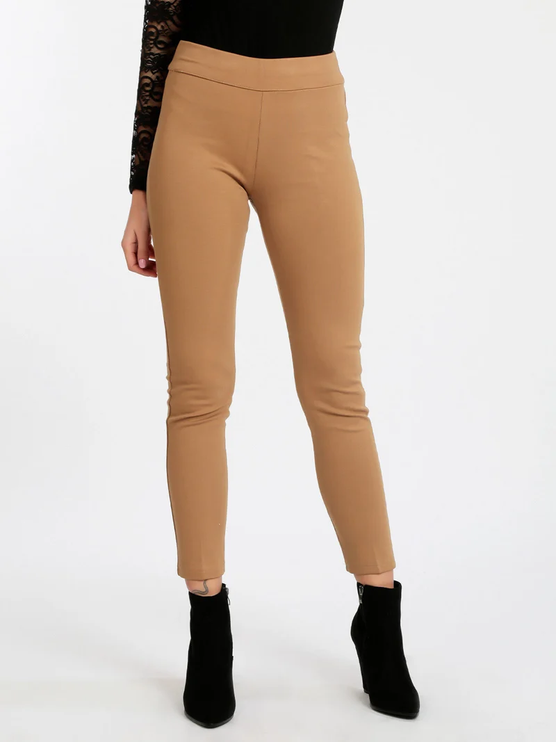 Pantaloni donna a sigaretta - cammello