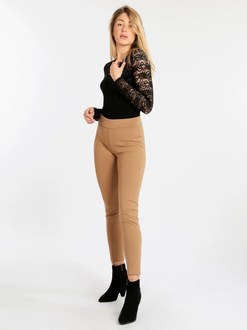 Pantaloni donna a sigaretta - cammello