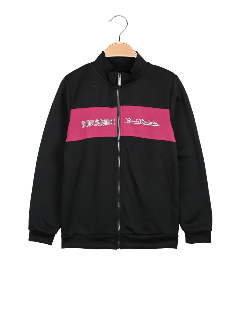 Felpa pesante da ragazza con zip - nero