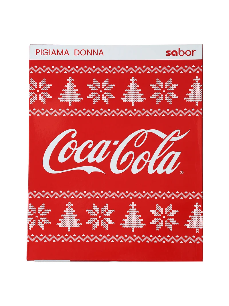 Coca -Cola Pigiama natalizio donna in cotone - rosso