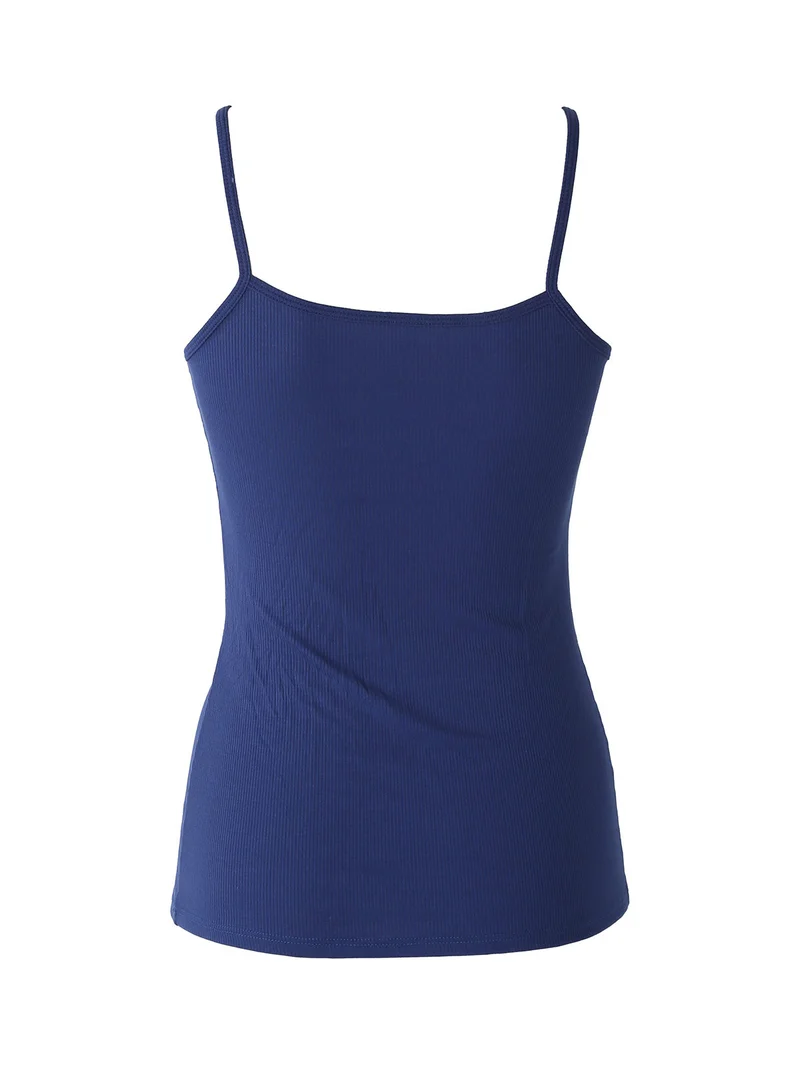 Top donna a costine in bamboo - blu scuro