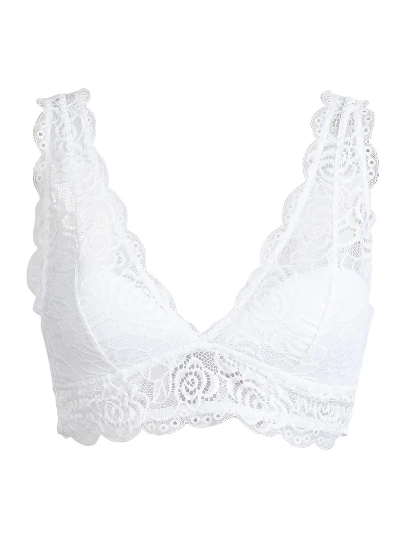 Reggiseno bralette imbottito in pizzo MAGGY coppa B - bianco