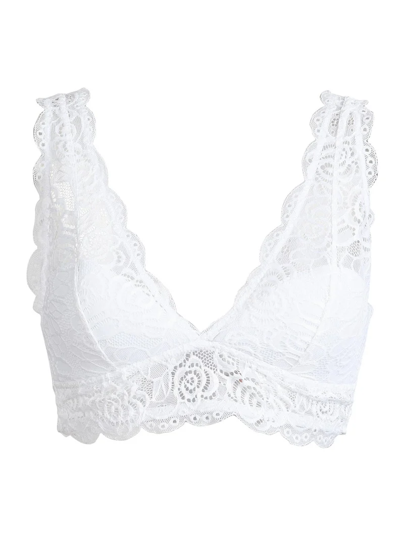 Reggiseno bralette imbottito in pizzo MAGGY coppa B - bianco