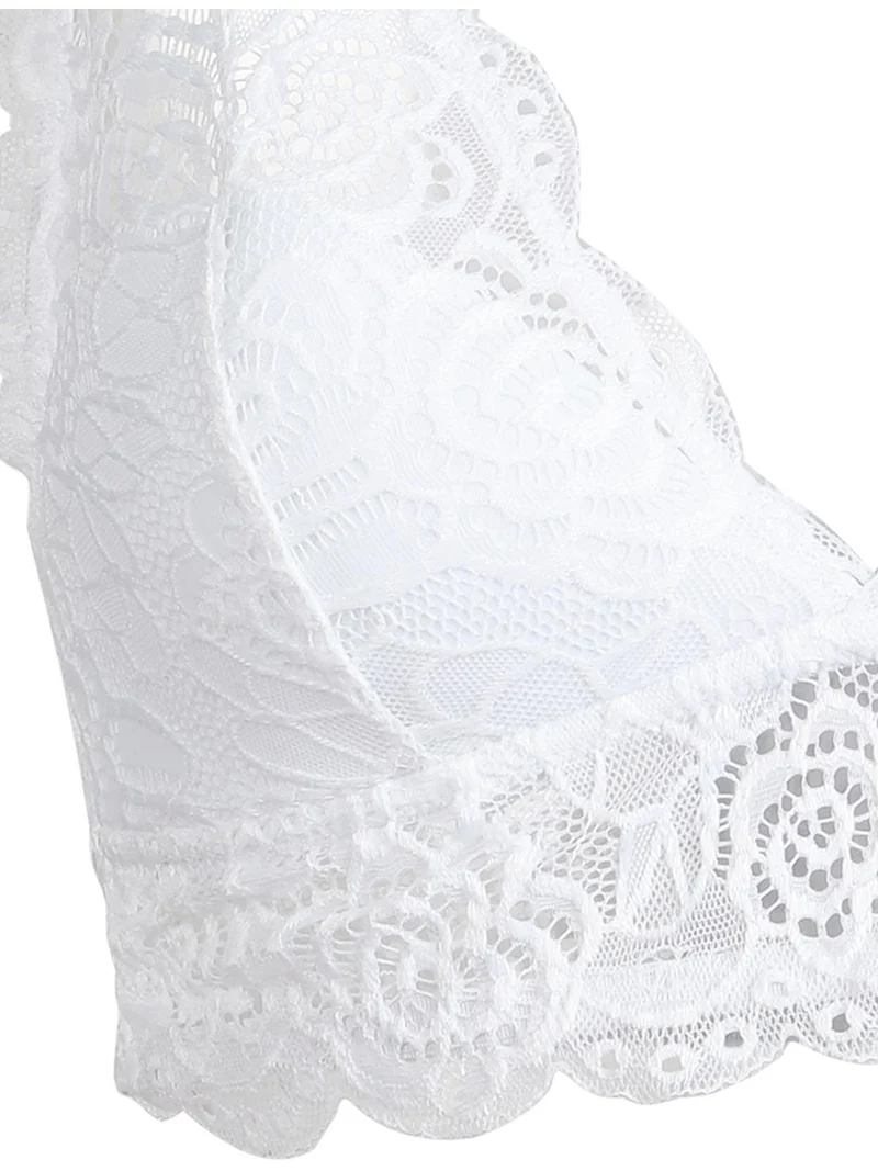 Reggiseno bralette imbottito in pizzo MAGGY coppa B - bianco