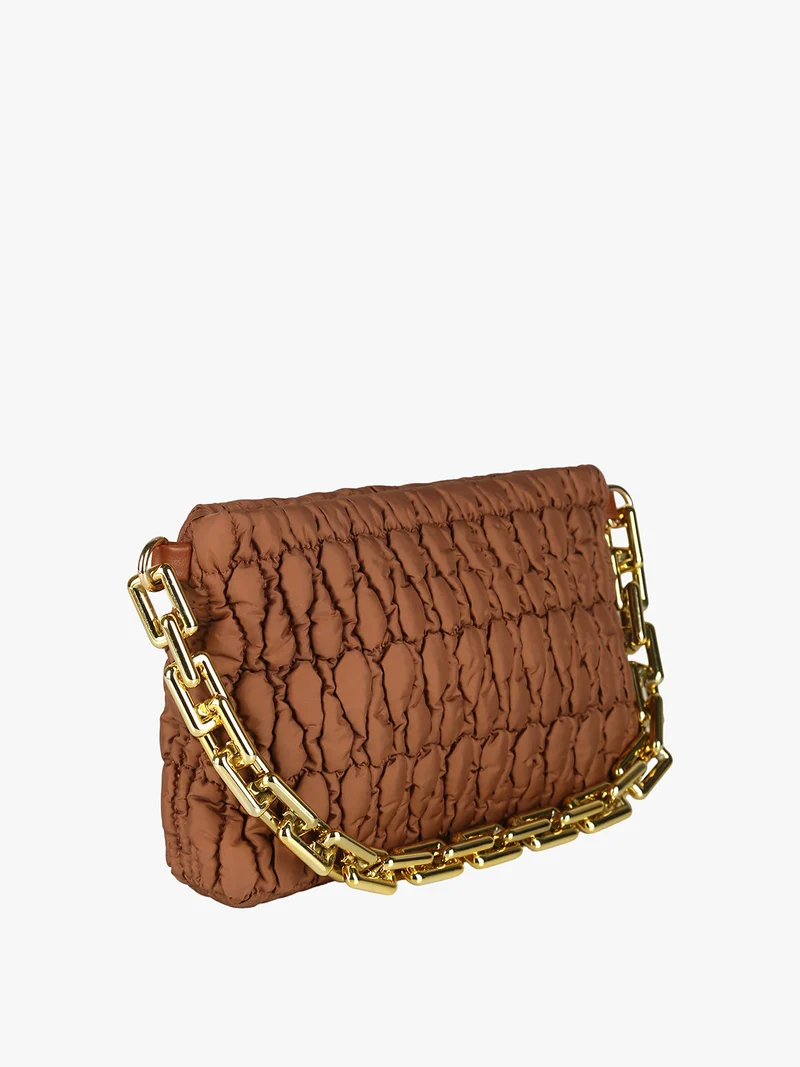 Borsa donna trapuntata con tracolla - marrone