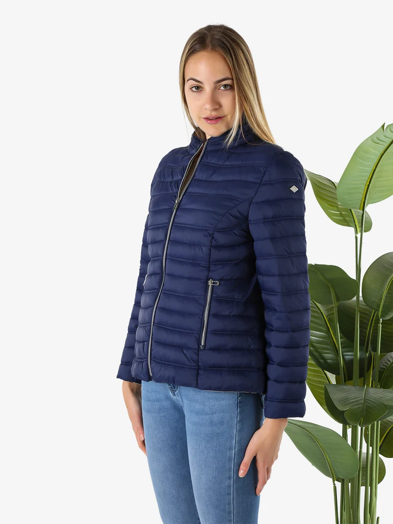 Giubbino donna 100 grammi con zip - blu scuro