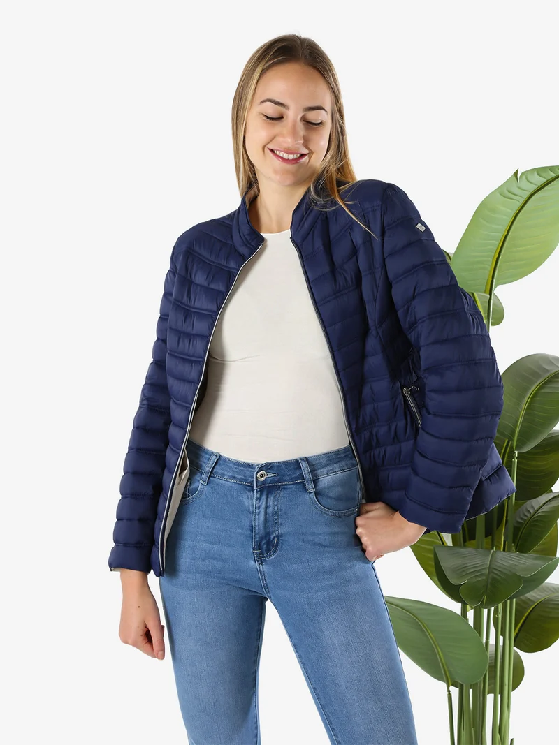 Giubbino donna 100 grammi con zip - blu scuro