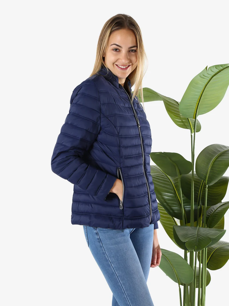 Giubbino donna 100 grammi con zip - blu scuro