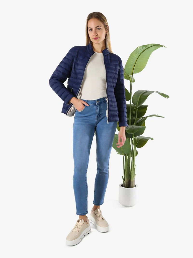 Giubbino donna 100 grammi con zip - blu scuro