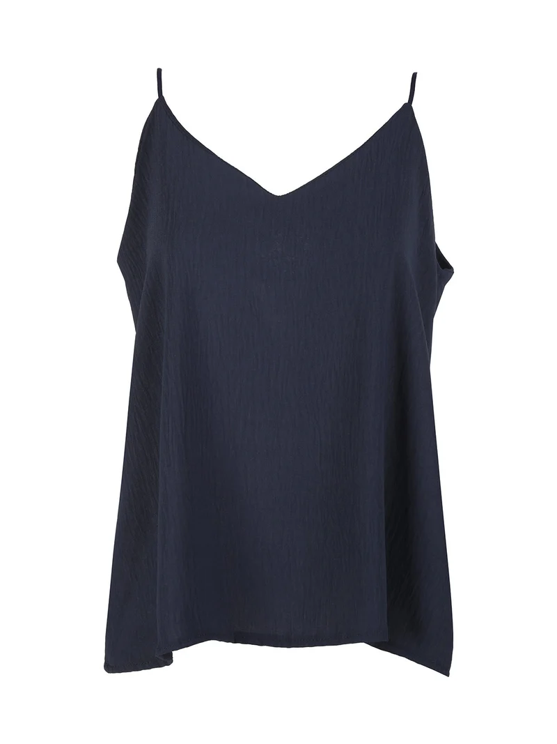 Top donna con spalline sottili e scollo V - blu scuro