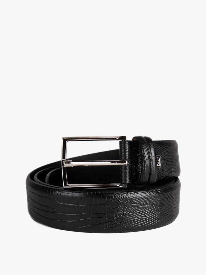 Cintura in pelle effetto serpente - nero
