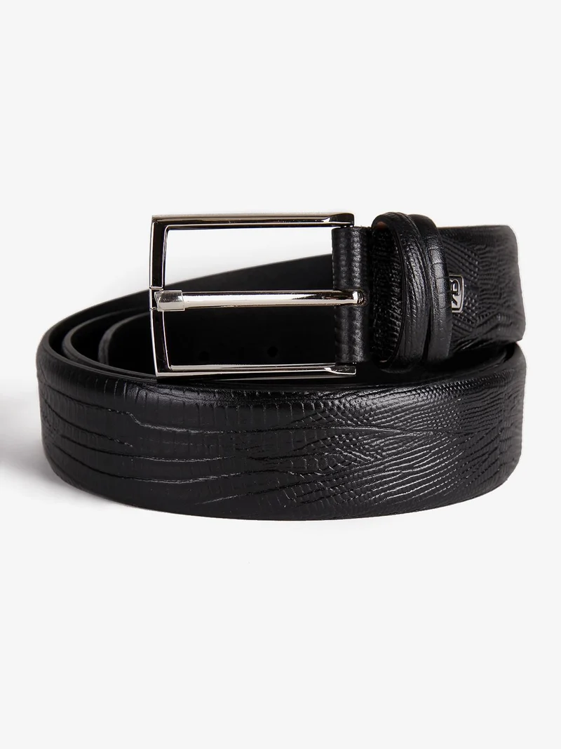 Cintura in pelle effetto serpente - nero
