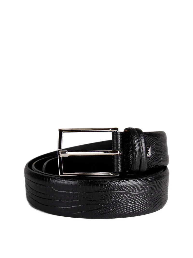 Cintura in pelle effetto serpente - nero