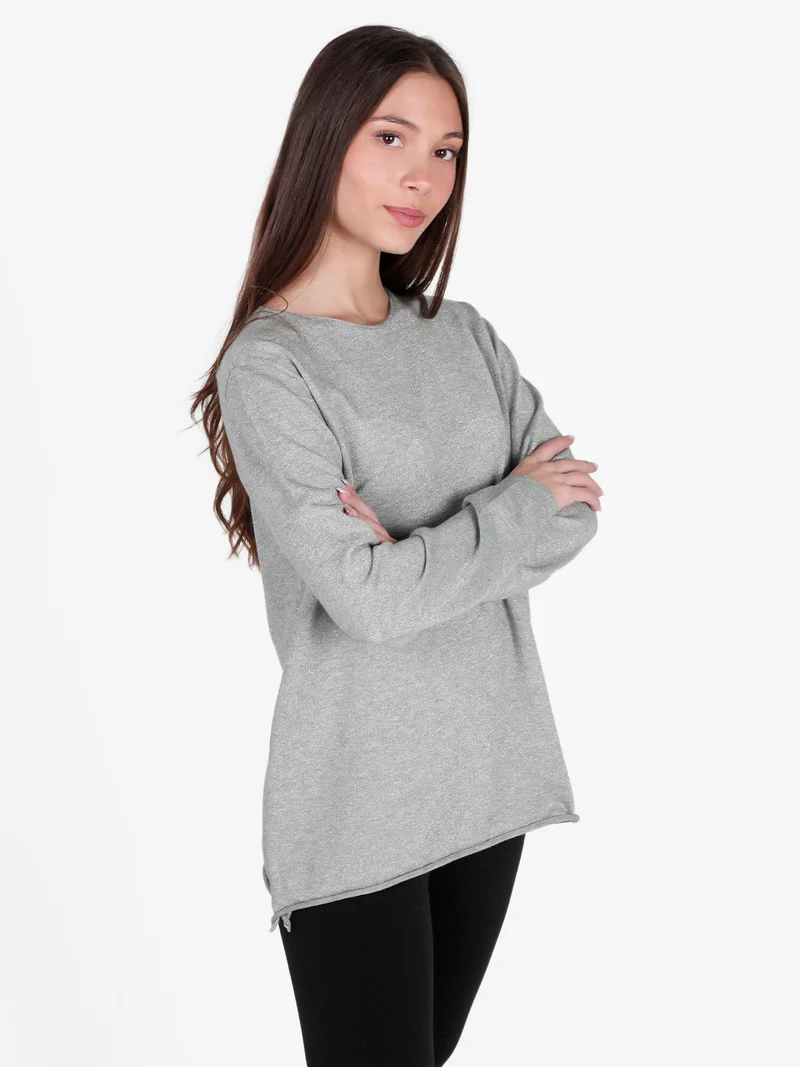 Maglia donna in lurex con spacchi laterali - perla