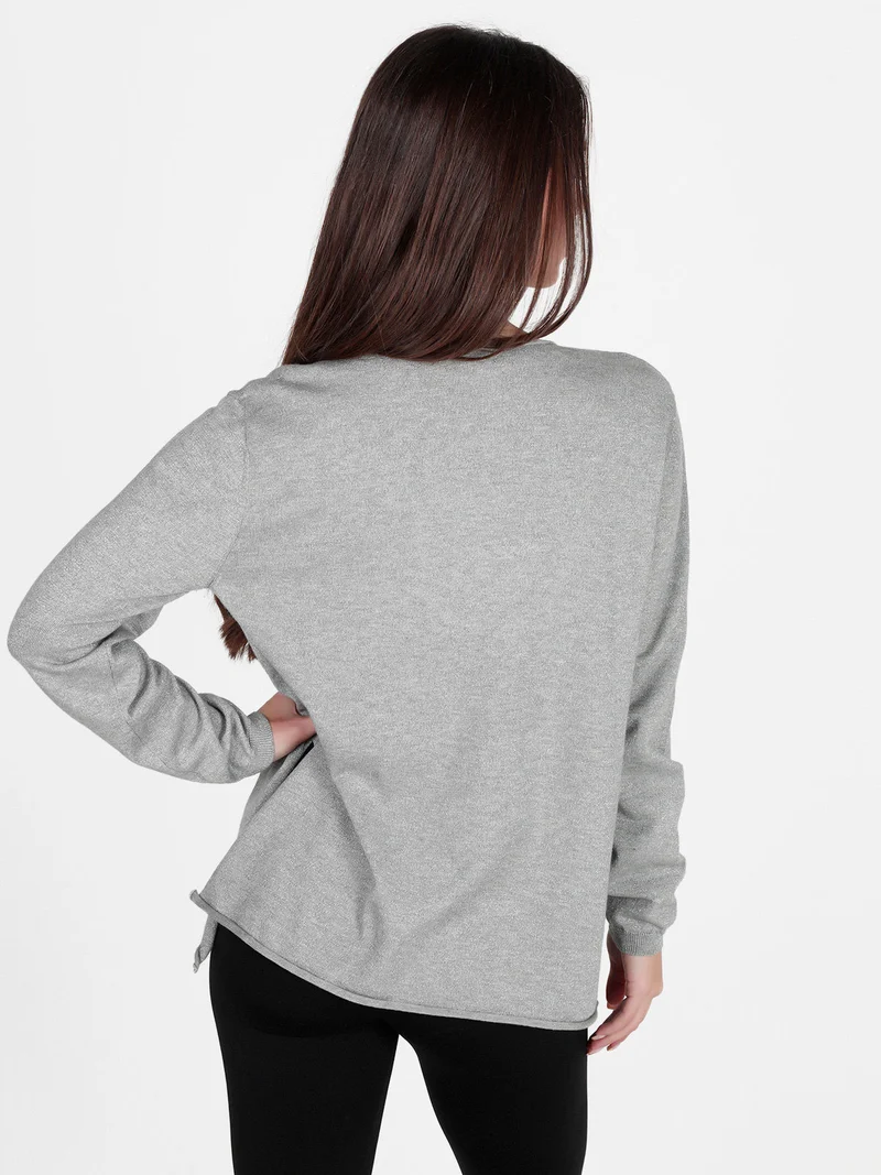 Maglia donna in lurex con spacchi laterali - perla