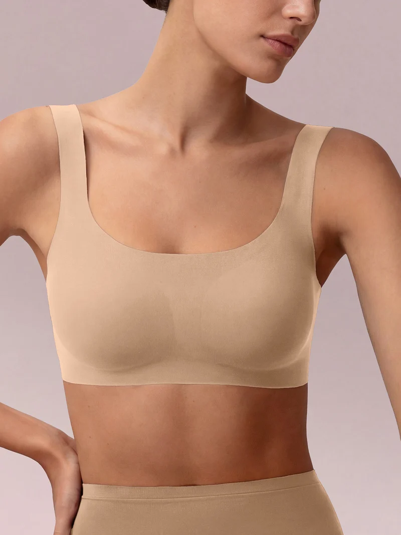 MICROFIT 01702 Reggiseno top donna imbottito senza ferretto COPPA B - beige