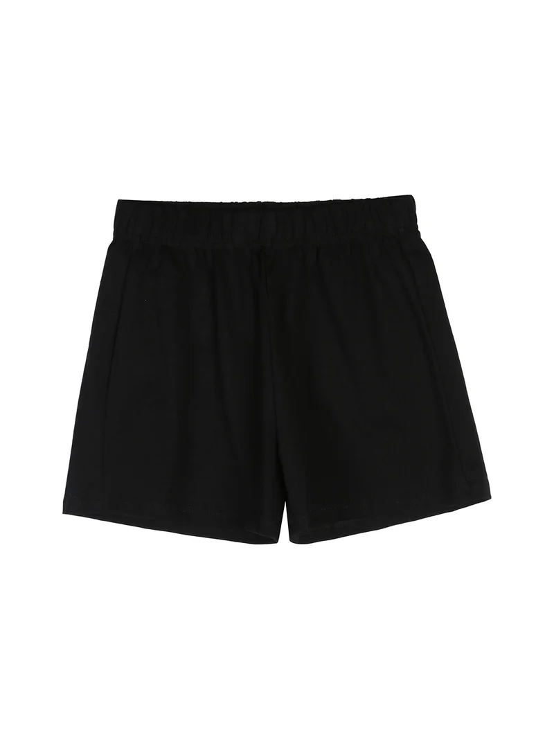 Completo corto da bambina con canotta e shorts in cotone - rosa