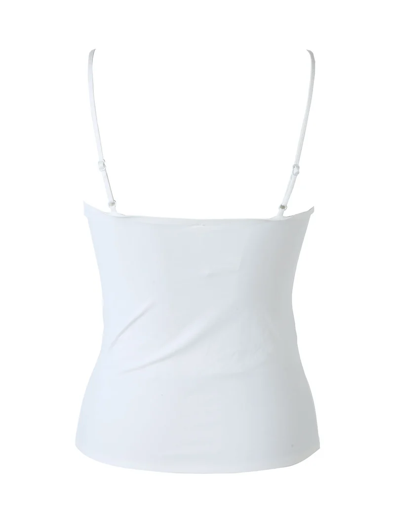 Top donna con coppe imbottite e spalline sottili - bianco