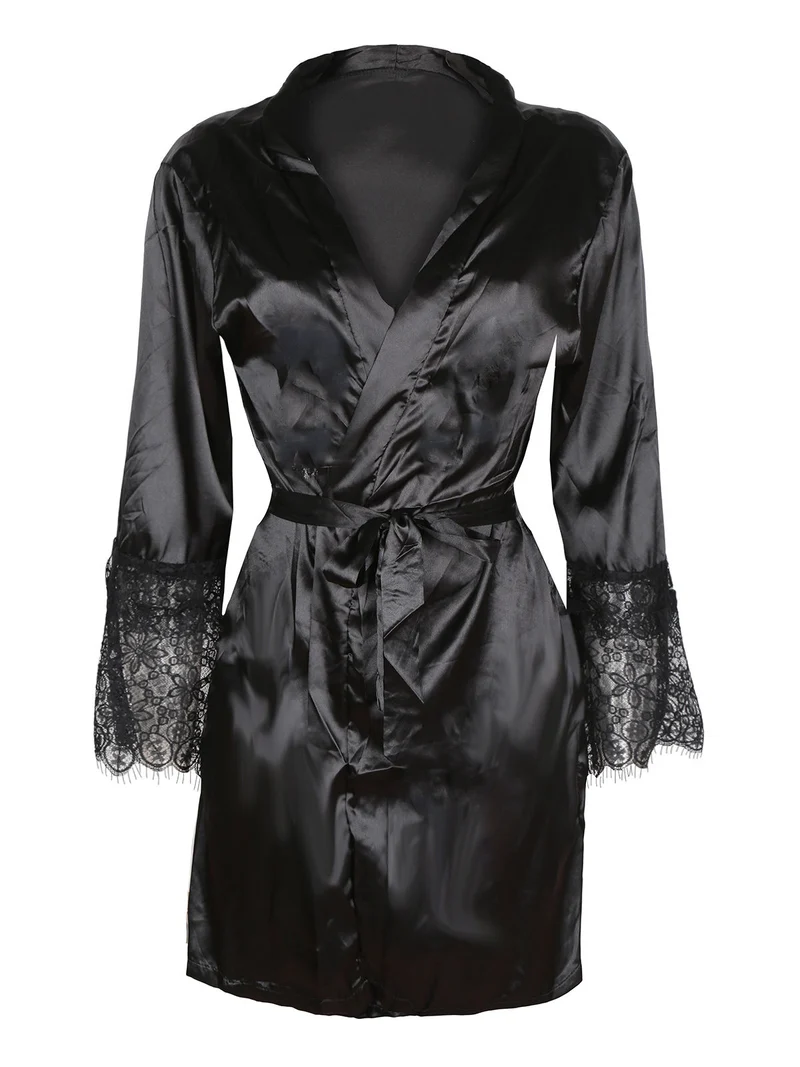 Vestaglia con pizzo - nero
